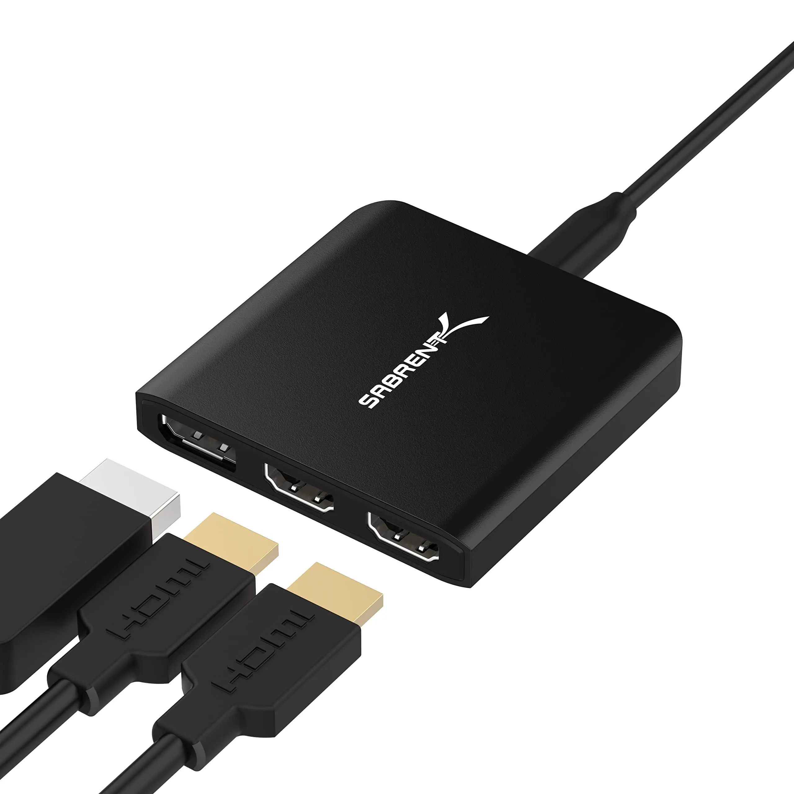 Sabrent USB-C Triple Display Adapter with x2 HDMI and x1 DisplayPort for Multi-Monitor Setup