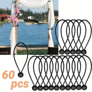 60PCS 6inch Ball Bungee Cords, Real Latex Bungee Cord with Ball, Tarp Tie Down Bungee Balls for Shelter, Camping, Cargo,Tent Poles UV Resistant