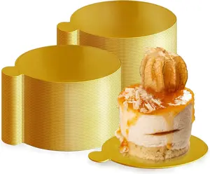 Mini Cake Boards, Gold Cake Boards 100 Pcs Food-Graded Cake Base, Gold Circle Base 3.1 inch Round Paper Cupcake Dessert Displays Tray for Cake DIY, Baking Dessert Party Wedding Birthday