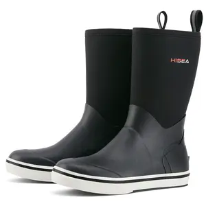 HISEA Men's Rubber Rain Boots Waterproof Garden Fishing Outdoor Deck Boots for Comfortable Durable Wear