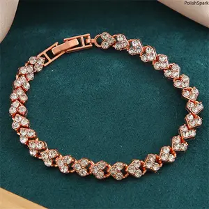 Classic Roman Crystal Tennis Bracelet for Women – Full Paved Sparkling Rhinestone, Gold Silver Rose Gold, 19.5cm, Elegant Jewelry for Daily & Party Wear,summerwins