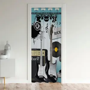 Feelyou Guitar-Print 30%-50% Blackout Soft Velvet Curtain - 52x80 Inch 1 Panel, Home Decoration Curtain, Privacy Grommet, Thermal Insulated, Rock Music Closet Door Cover, Privacy Grommet Curtains