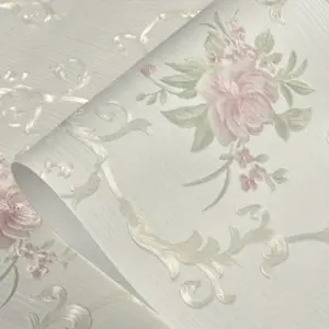 European Floral Wallpaper Roll, Self-Adhesive Removable Fabric, 3D Embossed Satin Flowers, Luxury Decor for Bedroom Living Room
