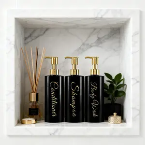 3PCS Shampoo and Conditioner Dispenser Bottle with Gold Color Pump