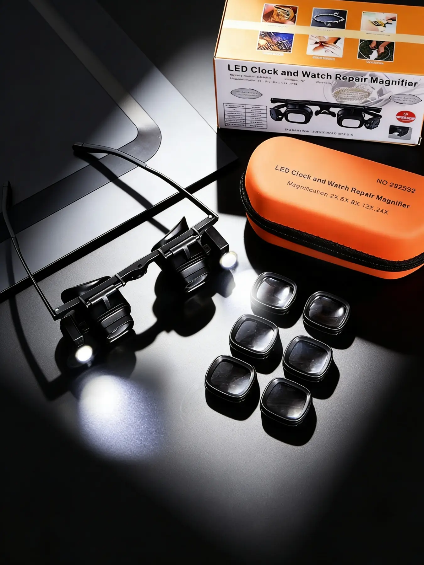 High Magnification 24x Headband Magnifying Glass Compact Portable Watch Repair Maintenance LED Light Phone Electronic Component Soldering Glasses