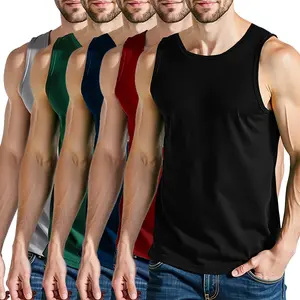 Men's Sleeveless Tank Top 5 Pack Crew Neck Breathable Shirt in Multiple Colors Summer Fashion for Sports & Outdoor Running Wear 95% Polyester 5% Spandex