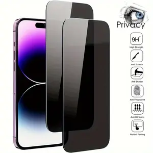 Compatible With IPhone 16, 15, 14, 13, 12, 11 Pro Max Privacy Screen Protector HD Screen Protector, Tempered Glass Film Easy To Install Black 2-Pack
