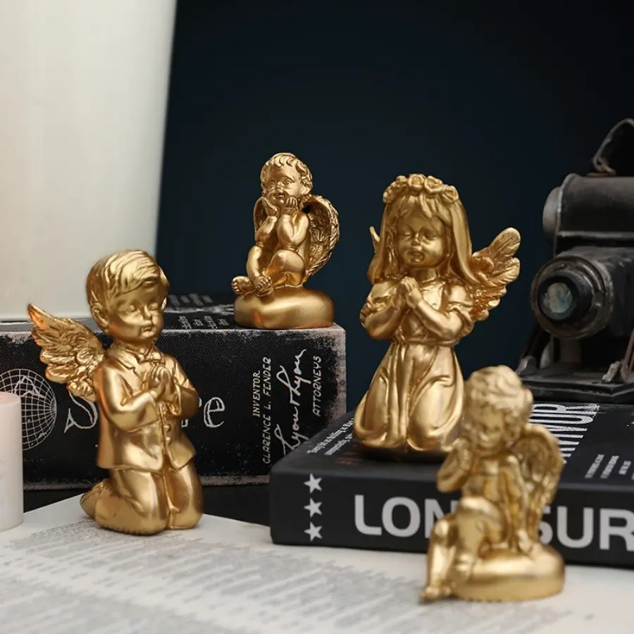 Luxury Alice Praying Angel Statue, Home Living Room Desktop Decorative Ornament, Elegant Sculpture for Interior Decoration, Resin Figurine Statue