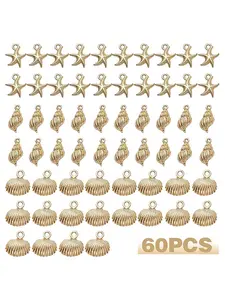 60pcs Shell Starfish Conch Alloy Ocean Theme Elegant Shell Pendants, Swinging Charms for DIY Earrings Necklaces Bracelets Handmade Jewelry Making Accessories