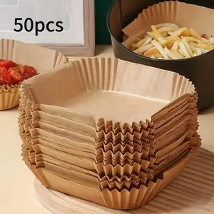 50pcs Air Fryer Liners for Baking, Non-Stick Paper for Healthier Cooking, Easy Clean Single Layer Paper for Home & Commercial Use, Bakeware, Baking Supplies