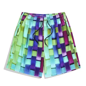 Men’s Gradient Checkered Shorts Y2K Dopamine Streetwear Baggy Fit Elastic Waist Casual Shorts Harajuku Retro Skate Fashion Summer Vacation Outfit Trending Now Fabric Menswear Breathable