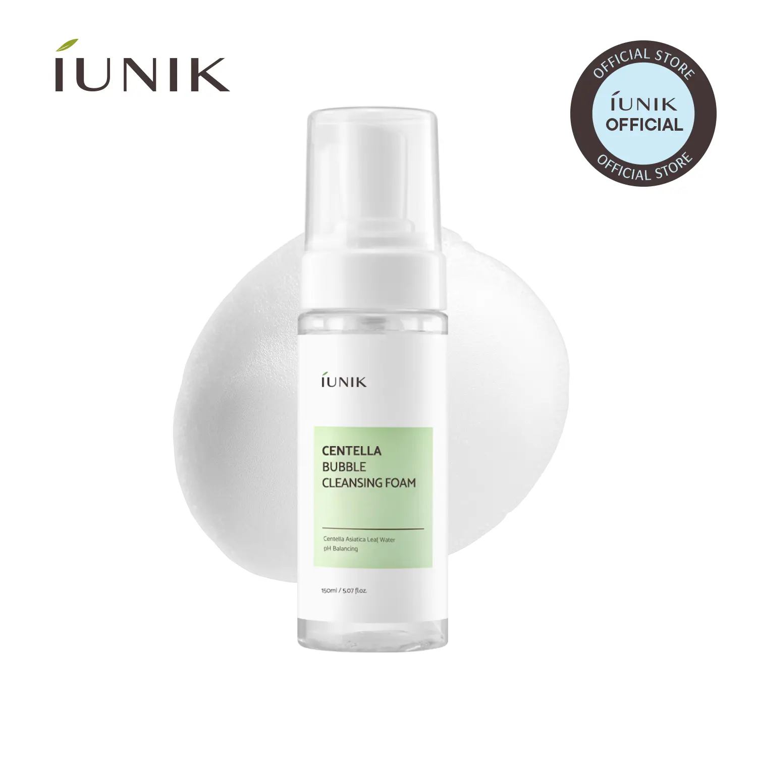 [IUNIK Official] Centella Bubble Cleansing Foam | Deep Cleansing & Makeup Sunscreen Removal for All Skin Types | 150ml / 5.07 fl oz