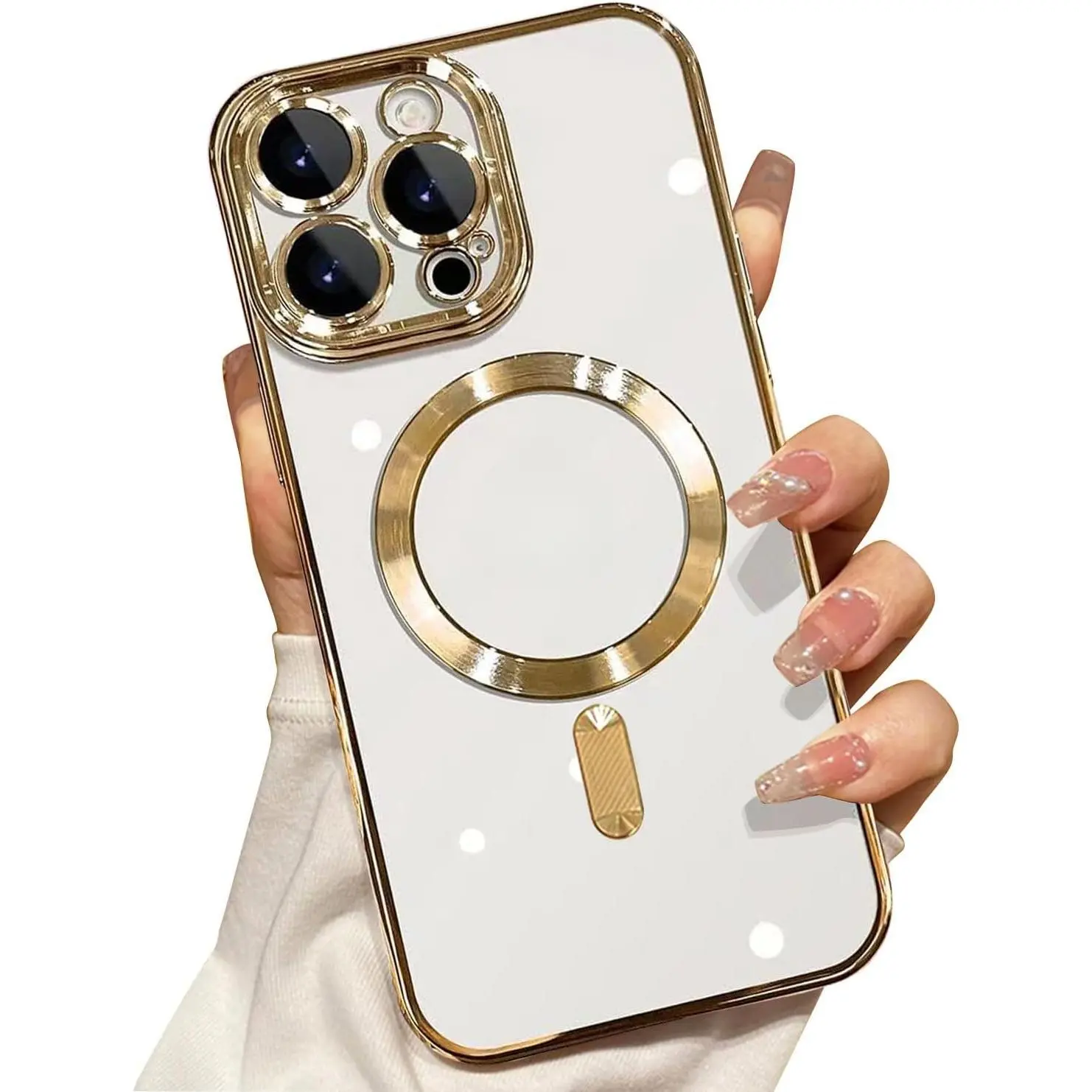 Cases for iPhone 17 Pro Max 16 15 14 13 12 11 Pro Max Plus Soft Shell Wireless Charging Magnetic Suction Full Lens Magnetic Electroplated Clear Magnetic Compatible with MagSafe Anti-Scratch Cover case for iphone 17 Pro Max.