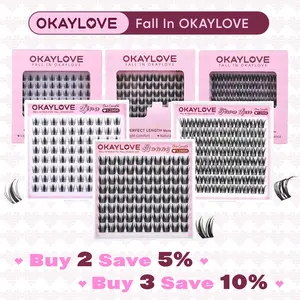 OKAYLOVE Lashes Cluster, One Size Eyelashes Clusters for Lira | Flora Luxe, 8/ 10/ 12/ 14/ 16/ 18MM Soft Cluster Eyelash Extensions, DIY Eyelash at home Easily, Natural Makeup Girl Gifts