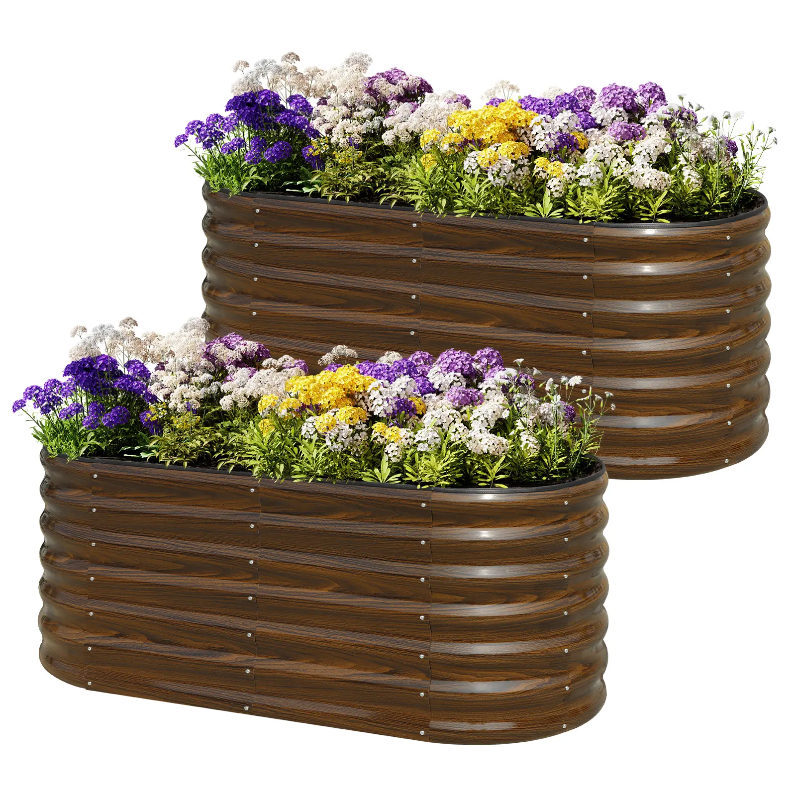 SnugNiture Galvanized Steel Raised Garden Bed Kit 2-Pack 4x2x2 ft Metal Planter Box for Vegetables,Flowers,Herbs,Easy Assembly,Open Bottom Design for Optimal Drainage