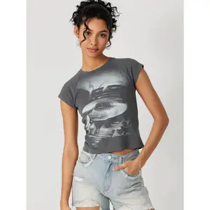 Cider [4 colors, size 0-26] Jersey Round Neckline Graphic Short Sleeve Tee