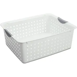 Sterilite Large Ultra Basket, Open Storage Bin to Organize Closets, Cabinets, Pantry, Shelving and Countertop Space, White, 1-Pack