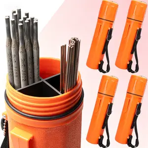 Moisture Proof Welding Rod Container with Adjustable Strap - 4-Pack Storage Tube (3 x 14 Inch), Divided Liner for Electrode Organization, Leak-Proof Lid, Portable Welding Supply Case