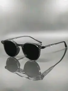 Unisex Retro Round Frame Sunglasses, Fashion Casual Decorative Lenses, Outdoor Activity Stylish Accessory, Trendy Colors