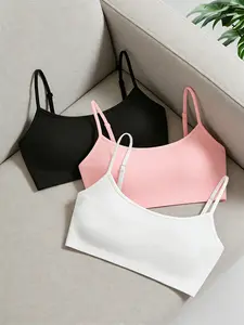 Women's Thin Strap Short Tank Top 3 Pack, Soft Comfortable Basic Design Tank, Ideal for Daily Wear and Yoga, Casual Fashion