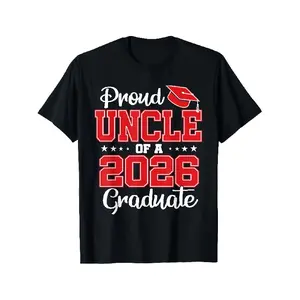 teen clothes Men's 2026 Graduation T-Shirt - Proud Uncle of a Graduate with Diploma Print & Red Lettering, Comfortable Round Neck Short Sleeve Casual Fit Suitable for School Gifts, Plus Size Year-Round Celebration Apparel for Graduation Parti