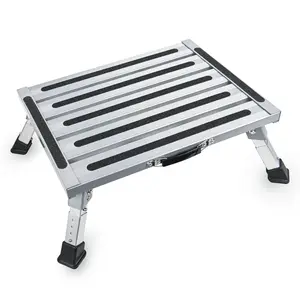 Nilight RV Step Stool Aluminum Folding Platform Steps 19x14.5 RV Steps 4 Levels Adjustable Step Stool with Anti-Slip Surface Rubber Feet Handle, Sturdy, Adjustable Height #SummerVibes