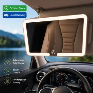 Rechargeable Car LED Makeup Mirror, 3 Color Temperature Touch Control, Portable Sunshade Cosmetic Mirror for All Car