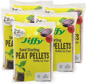 Jiffy Seed Starting 42mm Peat Pellet Refills - 5 Pack, 125 Pellets Total