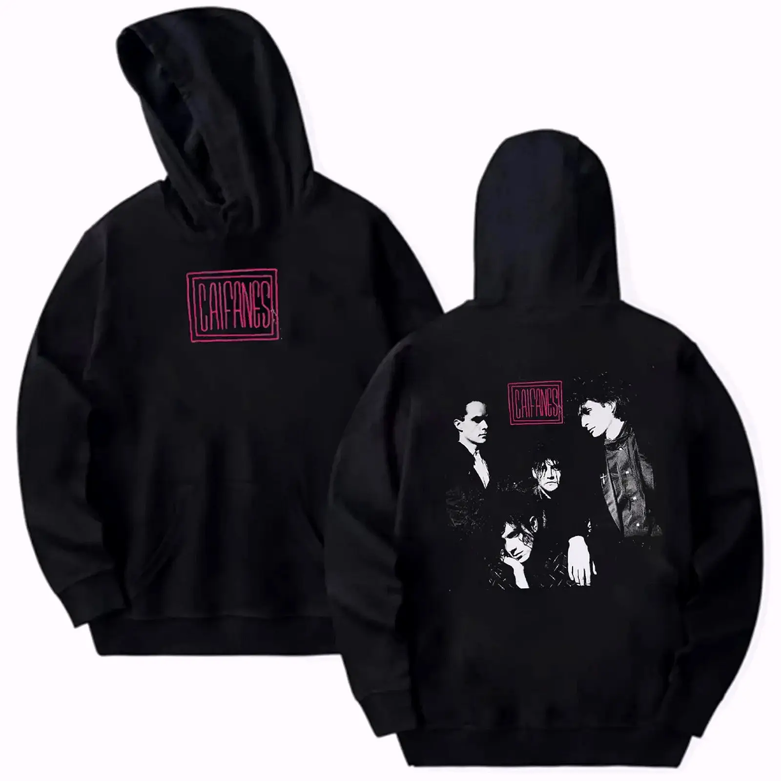 Caifanes Band 2 Sided Graphic Hoodie Casual Street Style Fleece Fabric Pullover Hooded Sweatshirt Tops Trendy for Women for Men