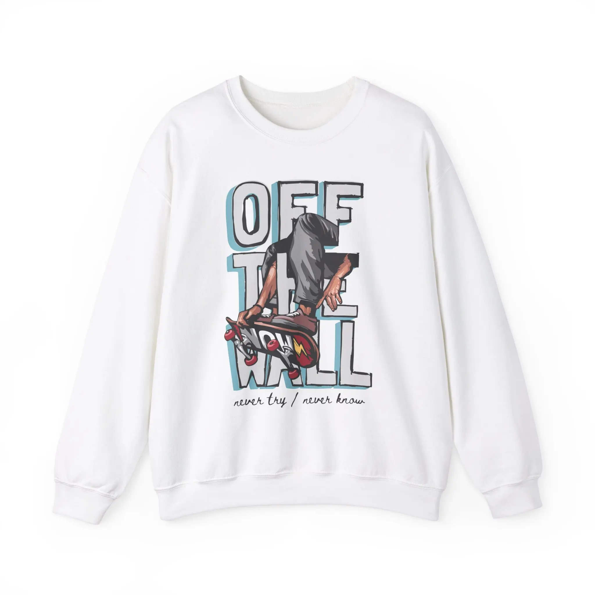 Skater Vibes Sweatshirt, Skateboarding Crewneck, Off the Wall Skating Apparel, Streetwear Jumper, Urban Skate Graphic Top