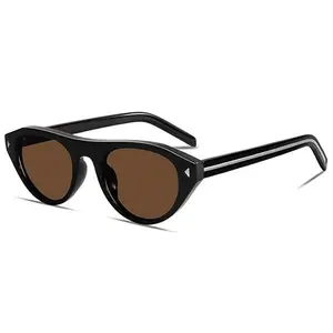 Vintage Oval Sunglasses for Women & Men, Fashion Narrow Frame, Retro Cat Eye Style with UV400 Protection