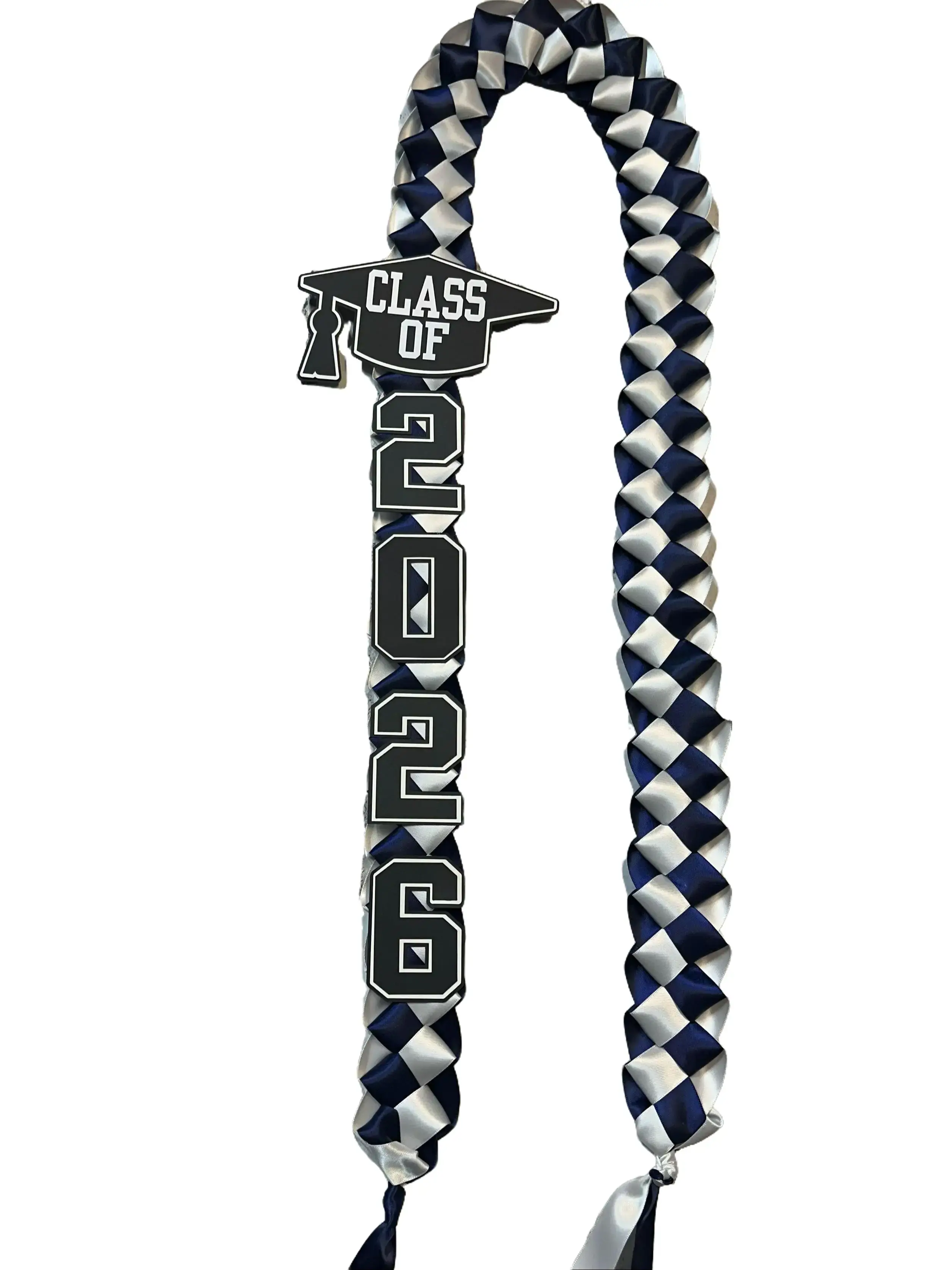 Graduation Lei 2026 open lei with tie Varsity font no student name class of cap with 2026 big letters