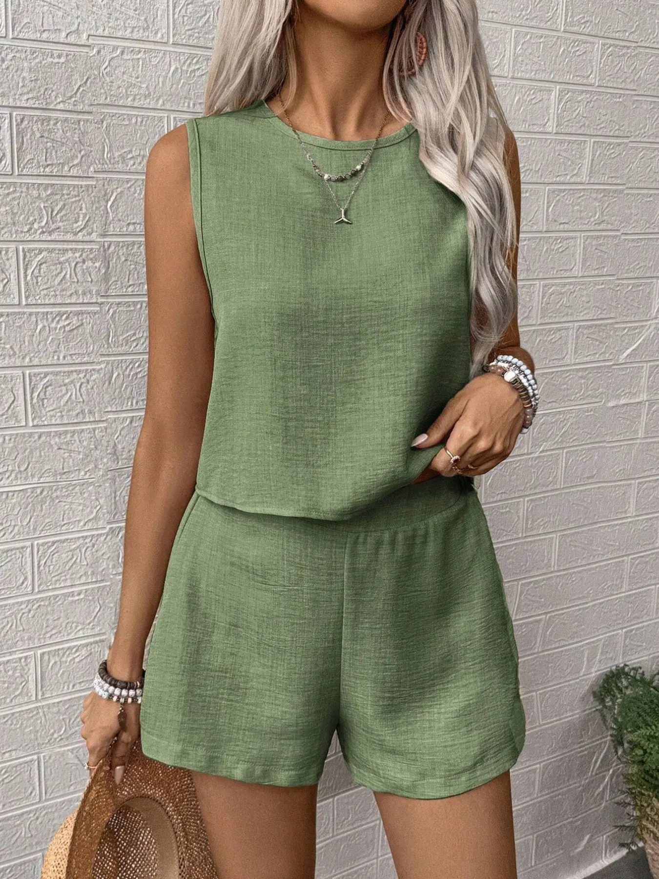 2026 Women's Summer Vest, 2 Piece Vacation Set, Linen Material, Baggy, Comfortable & Stylish Design, Perfect for Warm Weather