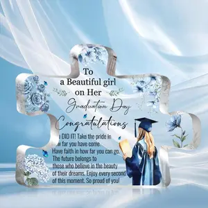 Graduation Gift, 1 Count Puzzle Shaped Acrylic Graduation Gift, Graduation Gift for Female Classmates, Sisters, University Graduation Gift, Decor, Acrylic Plaque Decor