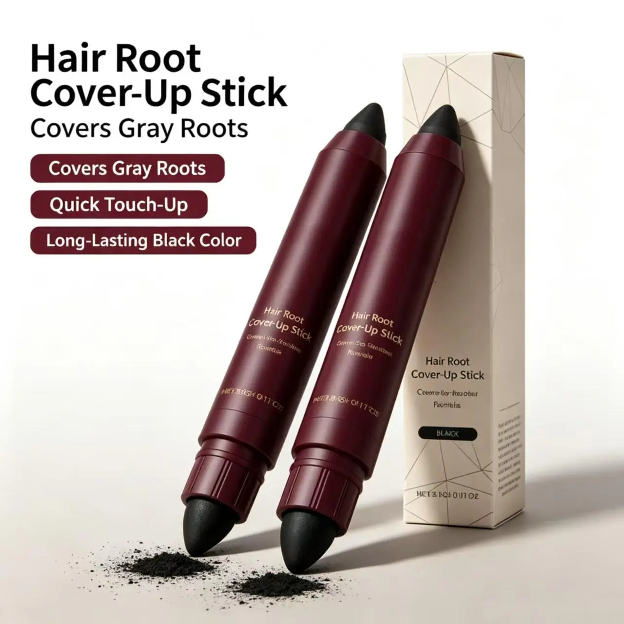 Portable Plant Extract Hair Root Touch-Up Stick Pencil - Gentle Safe No-Damage Black Hair Color Concealer, Daily Quick On-the-Go Haircare Tool