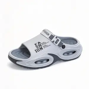 Men's Closed-Toe Summer Slide Footwear - EVA Upper, Thick Sole, Height Boost, Hollow Cut, Outdoor Driving Dual-Use Cool Shoes
