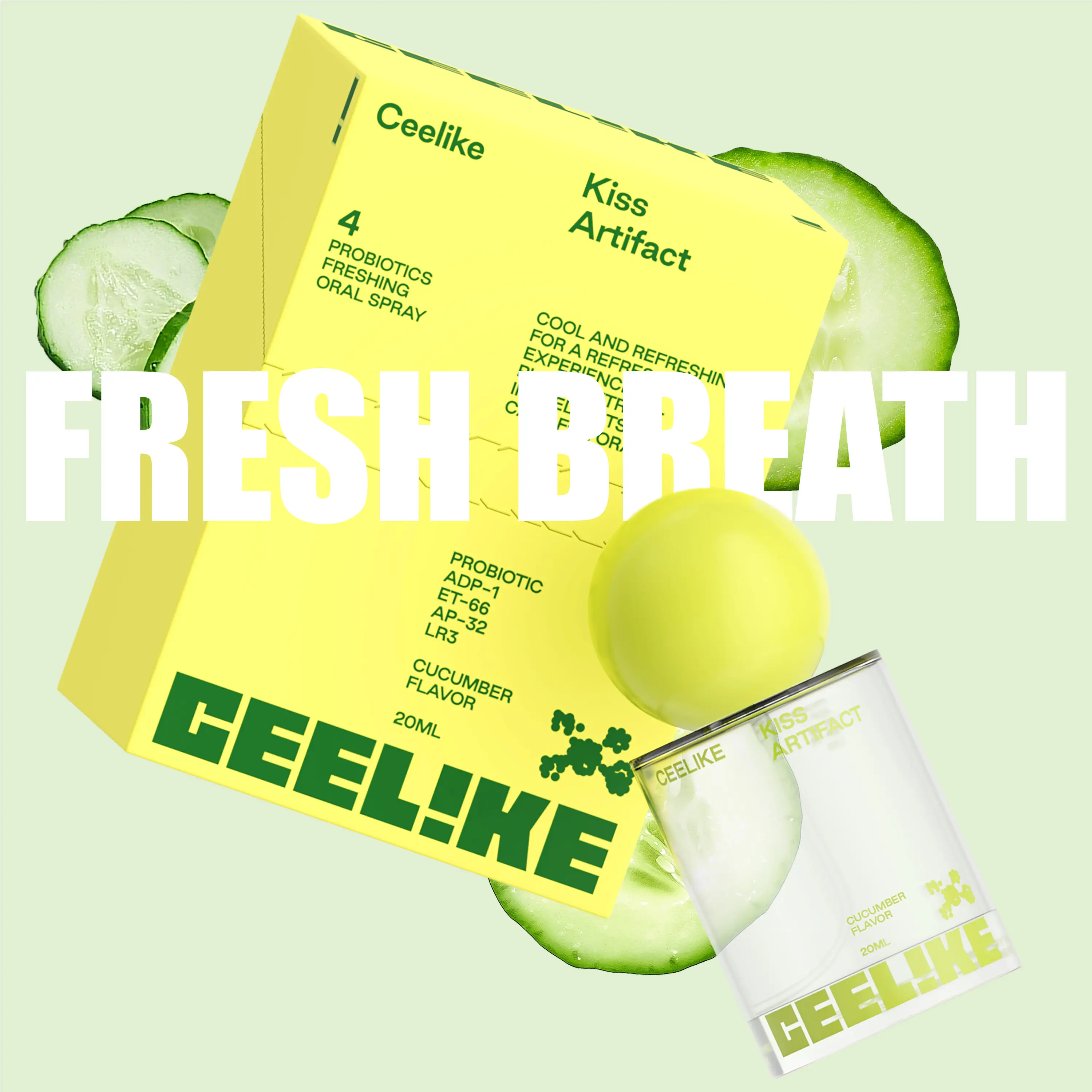 CEELIKE Probiotic Cucumber Oral Spray | 20ml for Long-Lasting Freshness & Oral Care | Sugar-Free & Portable Breath Freshener