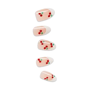 Impress Design No Glue Fake Press On Nails - Coast | French Design, White & Red, Medium, Almond, Manicure