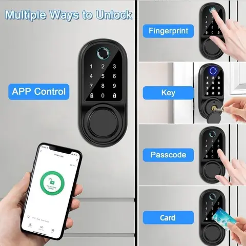 Smart Door Lock Bluetooth Fingerprint Password Key Keyless Entry Keypad Deadbolt Applicable door thickness 35-55mm BlackFridayGift