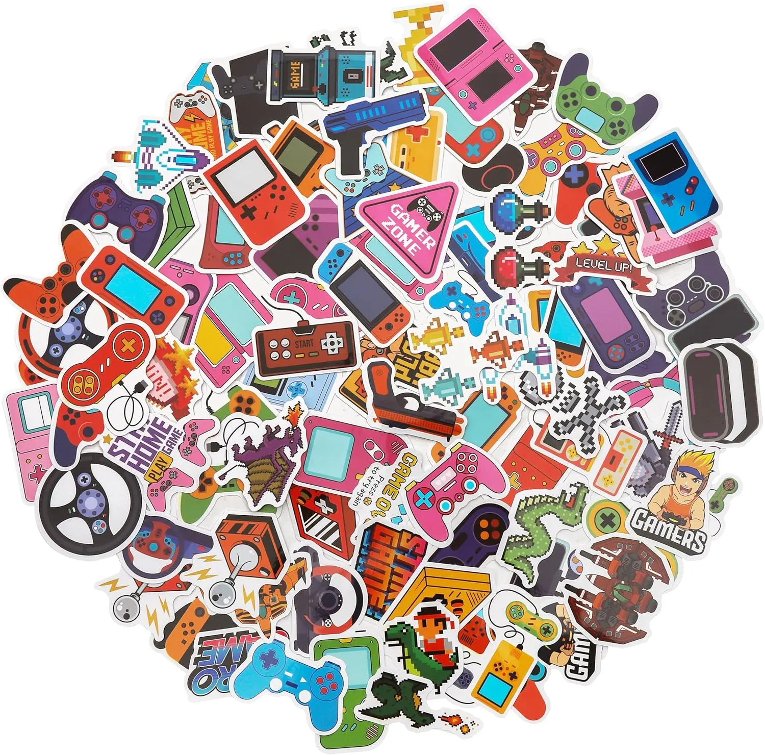 100 Pack Video Game Stickers, Video Game Gamer Party Favors, Birthday Decorations