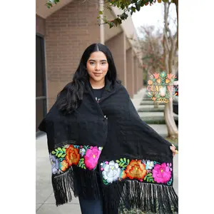Rebozo Telar Flores Embroidery