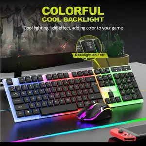 Colorful Wired Gaming Keyboard And Mouse Combo Backlit Mechanical For PC Laptop Cool Fighting Light Effect