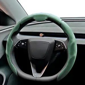 Nappa Leather Car Steering Wheel Cover - Quick Turn Non-Slip Breathable Ultra-Thin Cover for 14.5-15 inch Universal, Car Accessories, Car Essentials