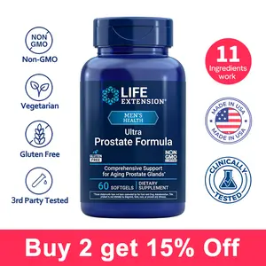 Life Extension Prostate Health Supplements for Men - Saw Palmetto Pumpkin Seed Oil lycopene & Pygeum for Prostate Health, Urination Flow, Urinary Tract Health, 60 softgels