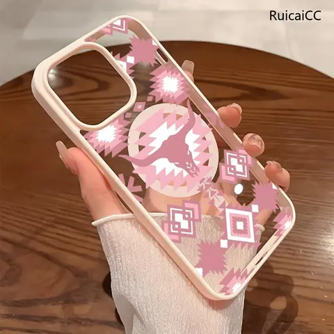 Premium Magnetic Phone Cases for iPhone11/12/13/14/15/16/18/17/Air/promax/Plus Western Pink Cowboy Bull Head Geometry y2k cased MagSafe Ready, Anti-Fall, Springtok and Ultra-Thin Design | Perfect for Everyday Use Protector Screen Protector Aesthetic Cover