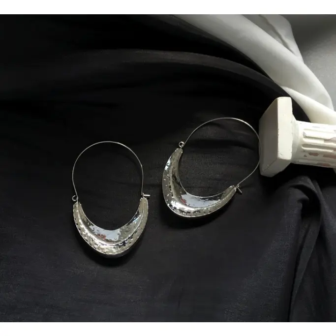 African Silver 2" Hoop Earrings
