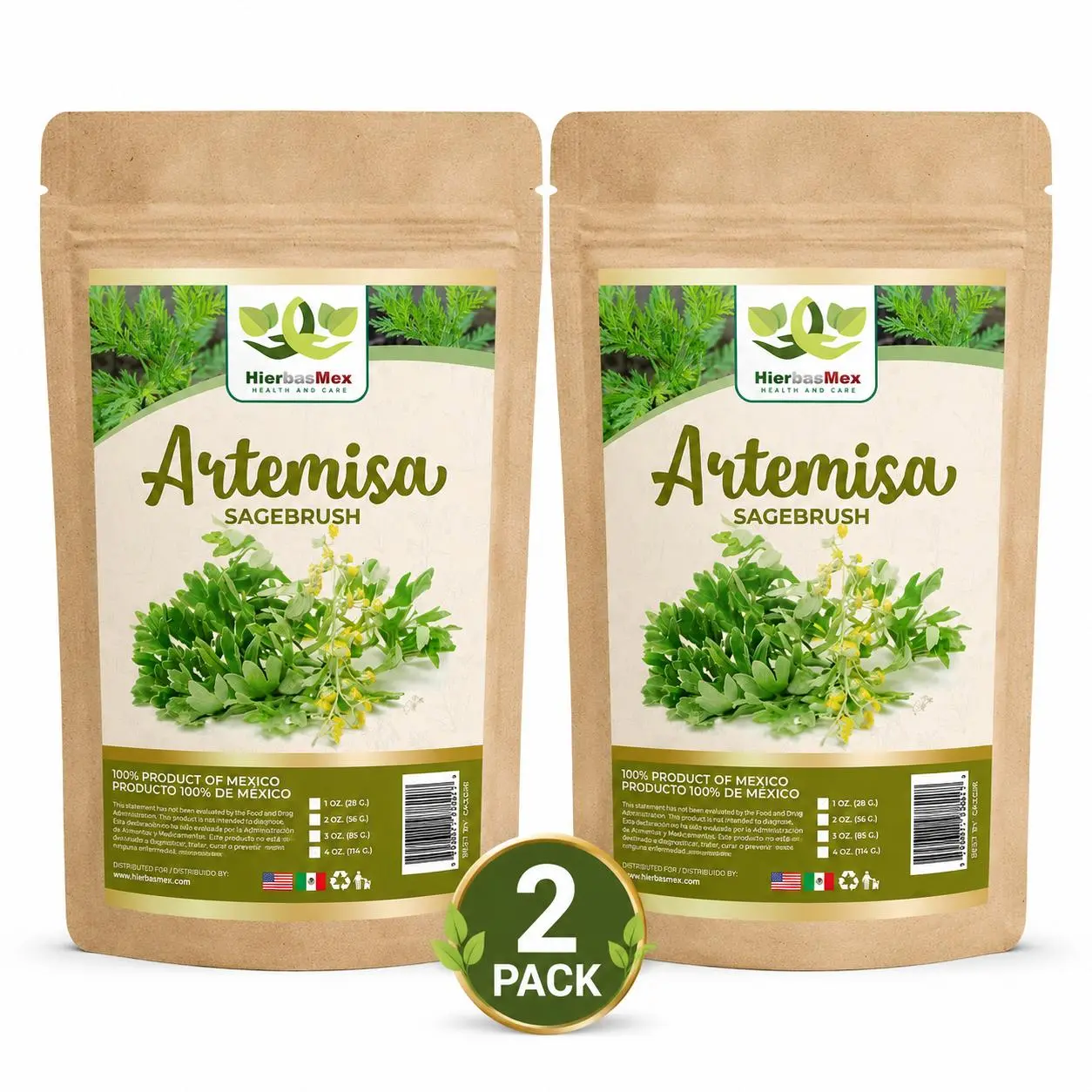 2 Pack Artemisa Sagebush Herb Hierba Herbal Tea 4 oz.-113g Natural Mexican Herb Hierba Wild Crafted
