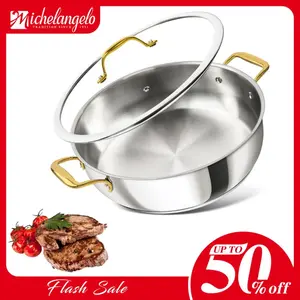 MICHELANGELO Stainless Steel Pan with Lid - 7 Quart Saute Pan, Deep Frying Pan with Lid, Dishwasher and Oven-Safe, All Cooktops Compatible, 12 Inch