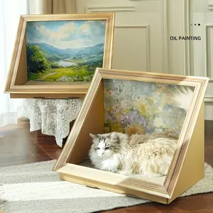 Cardboard Cat Nest Cat Scratch Board, Retro, Four Seasons, Universal, Oil Painting Photo Frame, Suitable For Cats