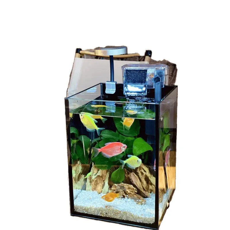 15x20cm Rectangle Thick Glass Betta Fish Tank - Compact Transparent Small Aquarium for Countertops, Office Desks - Durable Complete Sets for Beginner Aquascaping